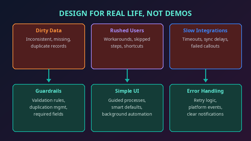 Designing for the real world: dirty data, impatient users, unreliable integrations